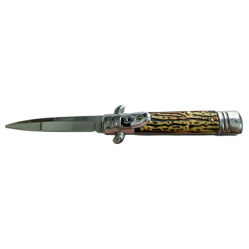 7.68" Italian Stiletto Lever Lock Imitated Antler Automatic Knife - Dagger