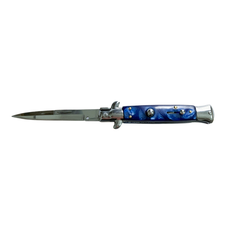 9" Italian Stiletto Blue Pearl Automatic Knife - Dagger