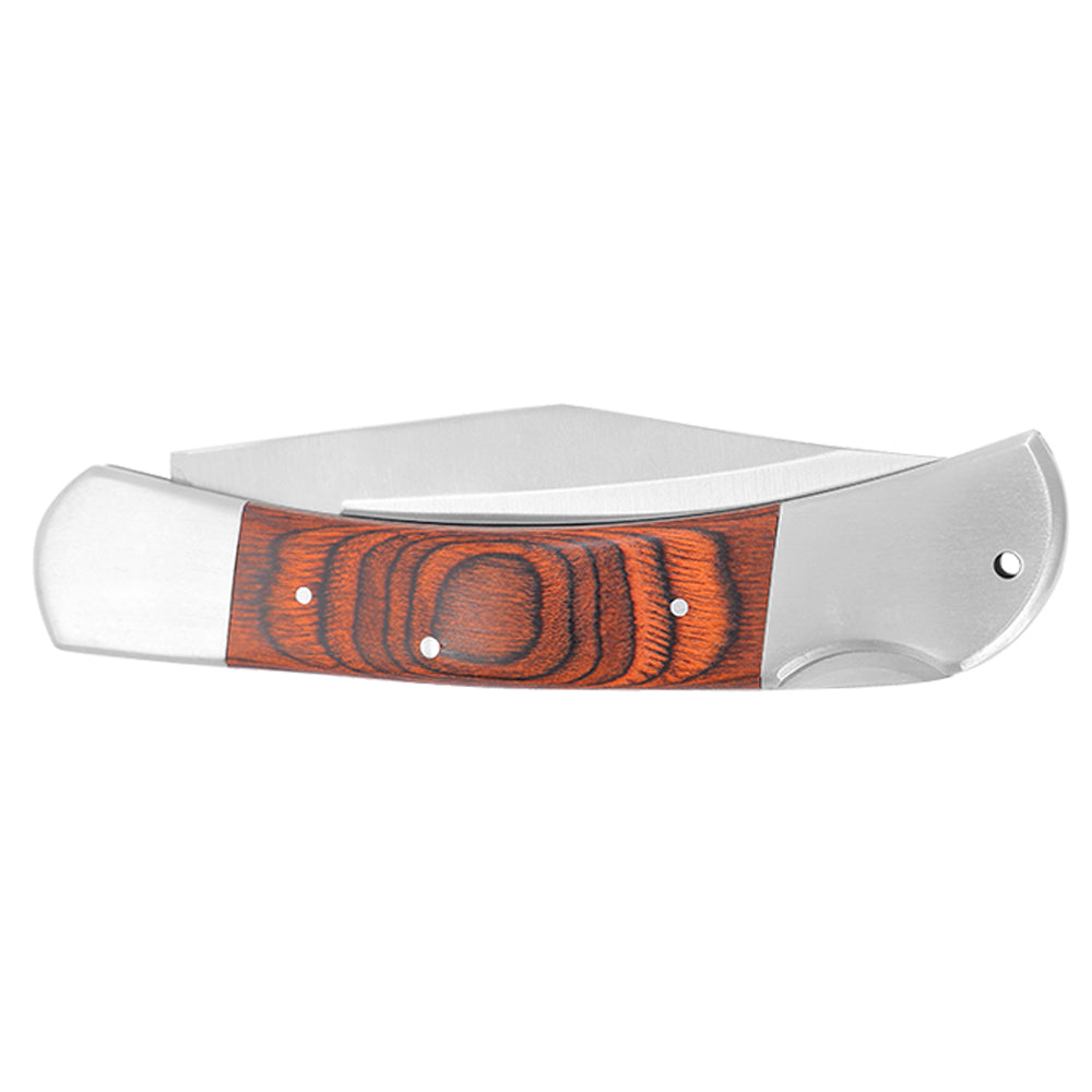 3.78 in Oversized Nail Notch Hollow Grind Clip Point Blade Dual Bolsters Pakkawood Scales Large Size Lock Back Classic Folding Knife