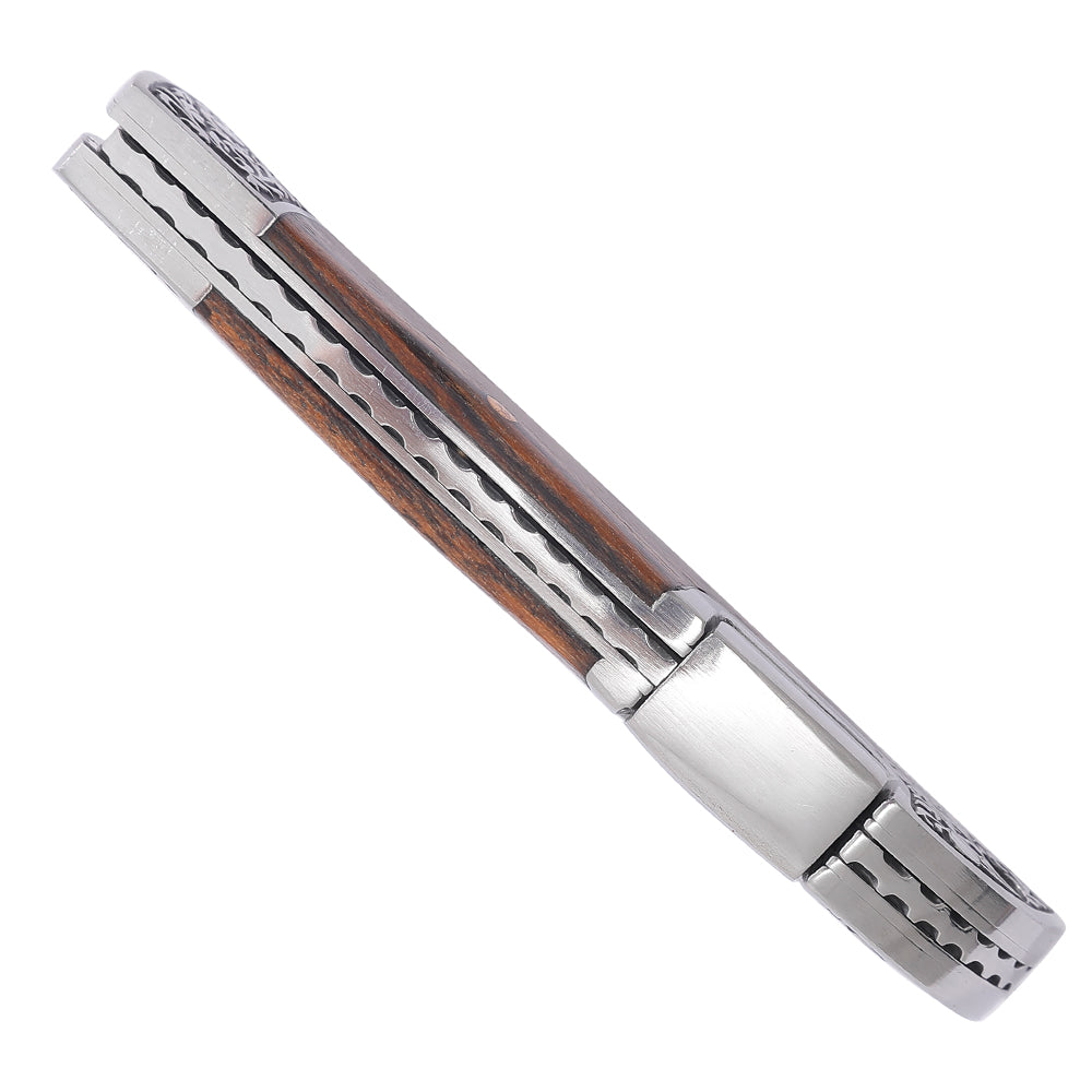 5Cr15MoV Drop Point Blade Dual Embossed Flower Bolsters Decorated Spring Bocote Wood Handle Classic Style Lockback Folding knife