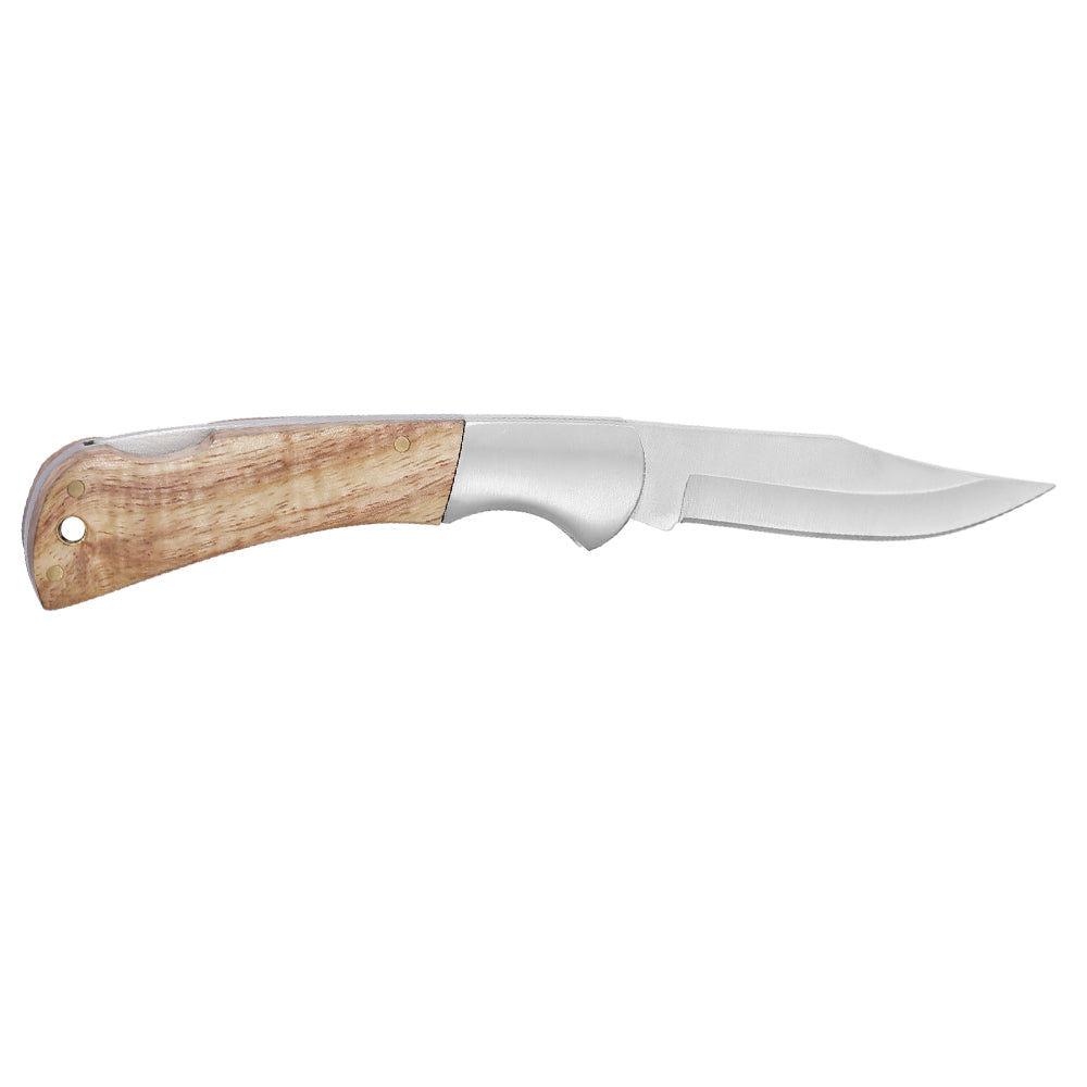 Nail Mark Clip Point Hollow Grind Blade Plain Edge Single Bolster Brass Rivets Chiviri Wood Handle Back Lock Folding Knife