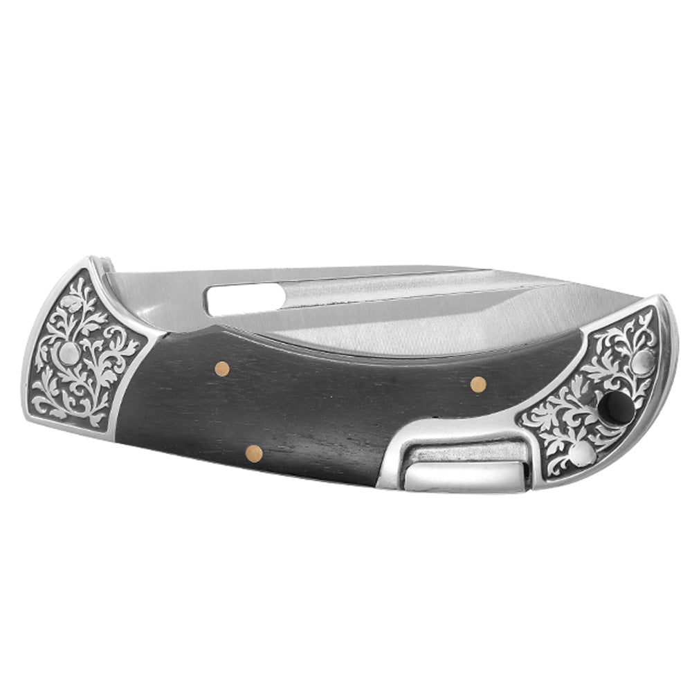 5Cr15MoV Tanto Blade Blood Groove Embossed Flower Bolsters Decorated Spring Siam Rosewood Handle Classic Style Back Lock Folding knife