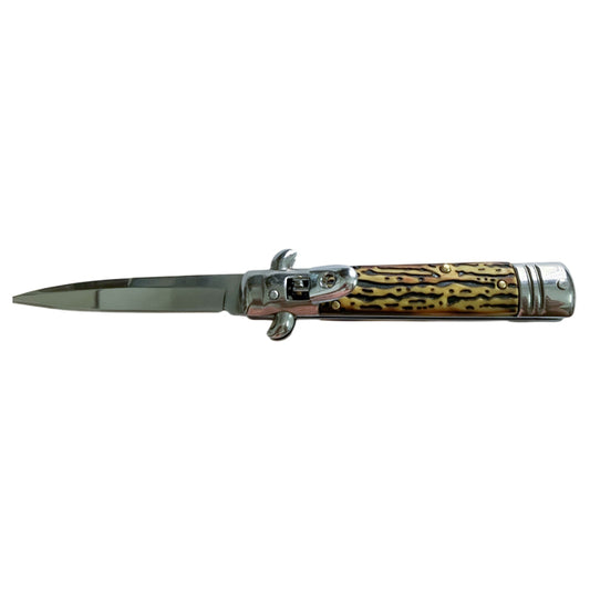 7.68" Italian Stiletto Lever Lock Imitated Antler Automatic Knife - Dagger