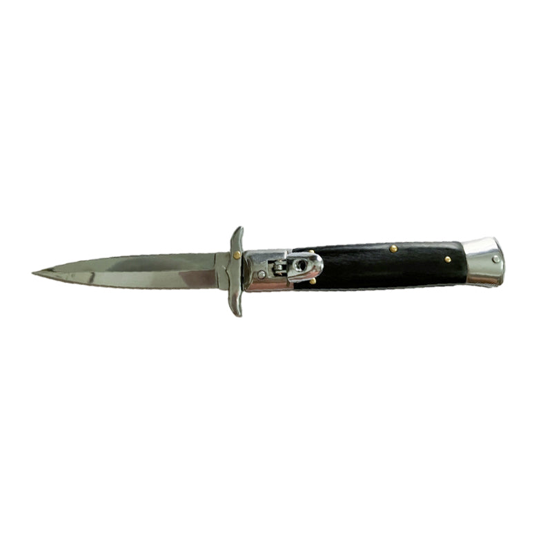 Swinguard 8.19" Automatic Italian Style Dagger Blade Black Pakkawood Stiletto Pocket Knife