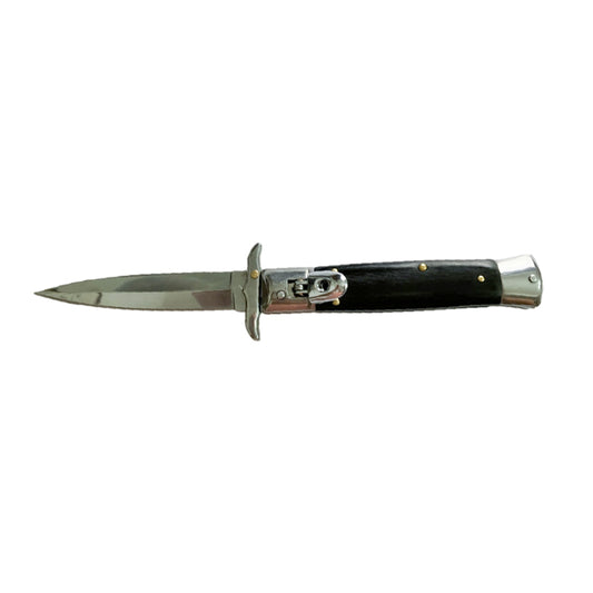 Swinguard 8.19" Automatic Italian Style Dagger Blade Black Pakkawood Stiletto Pocket Knife