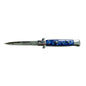 9" Italian Stiletto Blue Pearl Automatic Knife - Dagger