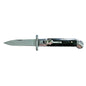 8.15 " Italian Switchblade Level Lock Swinguard Black Marble Decorated Spring Automatic Knife - Drop Point