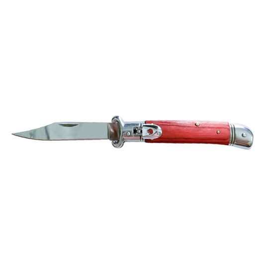 8.15 " Italian Clip Point Switchblade Level Lock Red Pakkawood Handle Automatic Knife