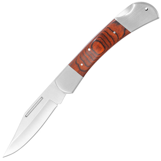 3.78 in Oversized Nail Notch Hollow Grind Clip Point Blade Dual Bolsters Pakkawood Scales Large Size Lock Back Classic Folding Knife