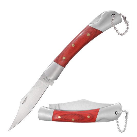 2.76 in V Grind Clip Point Blade Forged Stainless Steel Bolsters Dymonwood Handle Lockback Gift Knife
