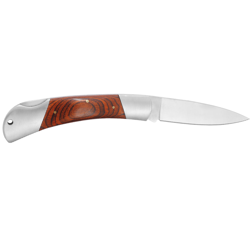 Classic Satin Finish Razor-Sharp V Grind Drop Point Blade Pakkawood Handle Rugged Lockback Design Folding Knife for Hunting
