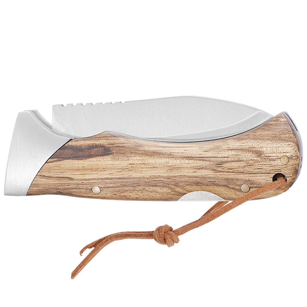 Heavy Duty Nail Notch Opening Drop Point Blade Thumb Jimping Single Bolster Zebra Handle Folding Knife for Skinning
