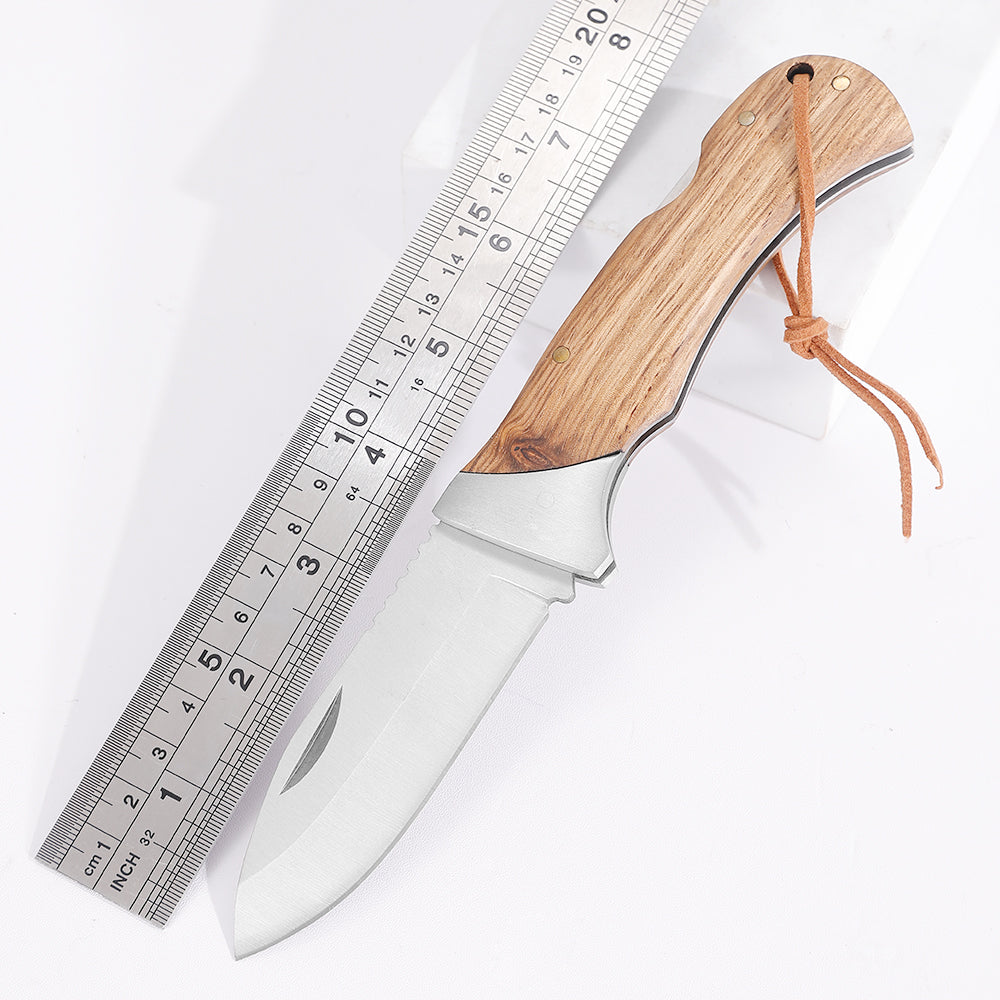 Heavy Duty Nail Notch Opening Drop Point Blade Thumb Jimping Single Bolster Zebra Handle Folding Knife for Skinning