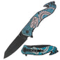 Multi Purposes Flipper Fast Opening Blade Chinese Dragon Pattern UV Printing Glow in the Dark Handle Safety Knife