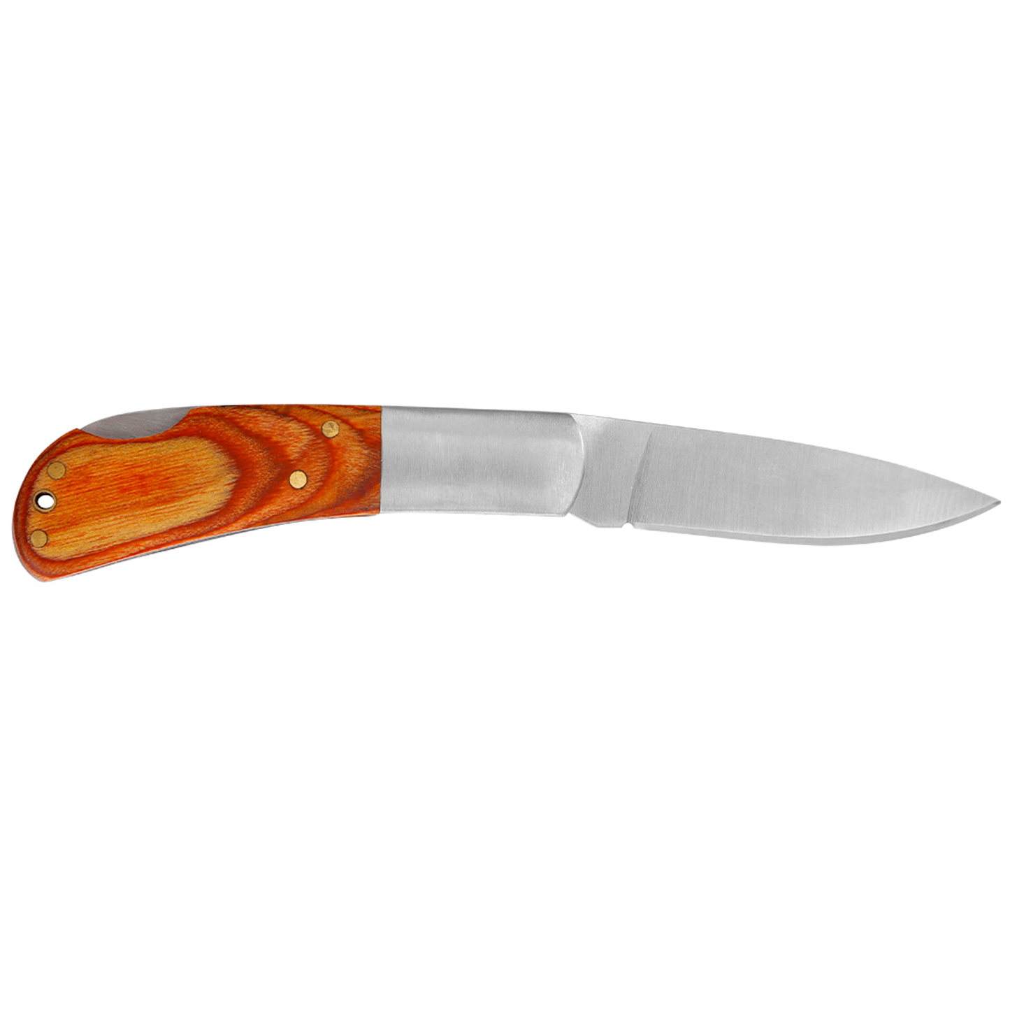 Pocket Knife 2.3" Stainless Steel Drop Point Blade Nail Nick Open Safety Lock Wooden Handle Long Flat Bolster Ideal for Laser Engraving, Lanyard Hole Available